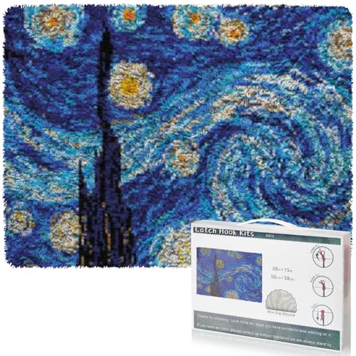 EsLuker.ly Sternenhimmel Knüpfteppich für Kinder und Erwachsene zum Selber Knüpfen, DIY Knüpfsets Kreuzstich Teppich Set mit Werkzeug Latch Hook Kit Child Rug Animal, 50x38cm EsLuker.ly Sternenhimmel Knüpfteppich für Kinder und Erwachsene zum Selber Knüpfen, DIY Knüpfsets Kreuzstich Teppich Set mit Werkzeug Latch Hook Kit Child Rug Animal, 50x38cm von EsLuker.ly