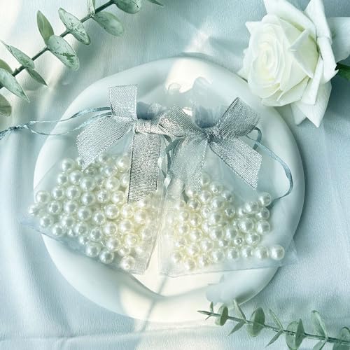 Esdallina 40 PCS 9x12cm Organzasäckchen Silber Hochzeit Gunst Taschen Schmuck Geschenk Taschen für Party Festival von Esdallina