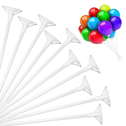 100 Stück Luftballon Stäbe, Weiß Ballonstäbe Luftballon Halter, 32.5cm Ballonstäbe Wiederverwendbar Luftballon Halter Ballonstangen für Hochzeits, Hochzeit, Feiertage, Geburtstag, Feier Zubehö von Esforzarse