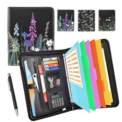 Eshow Portfolio-Organizer – 3-Ringbuch mit Reißverschluss, veganes Leder, Business-Padfolio-Mappe mit Notizblock, inklusive 5 farbigen Schutzfolien für Dokumente, Akten für Männer und Frauen Eshow Portfolio-Organizer – 3-Ringbuch mit Reißverschluss, veganes Leder, Business-Padfolio-Mappe mit Notizblock, inklusive 5 farbigen Schutzfolien für Dokumente, Akten für Männer und Frauen von Eshow