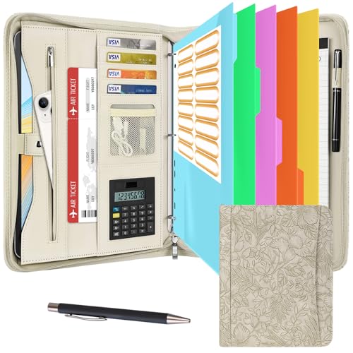 Eshow Portfolio-Organizer – 3-Ringbuch mit Reißverschluss, veganes Leder, Business-Padfolio-Mappe mit Notizblock, inklusive 5 farbigen Schutzfolien für Dokumente, Akten für Männer und Frauen Eshow Portfolio-Organizer – 3-Ringbuch mit Reißverschluss, veganes Leder, Business-Padfolio-Mappe mit Notizblock, inklusive 5 farbigen Schutzfolien für Dokumente, Akten für Männer und Frauen von Eshow
