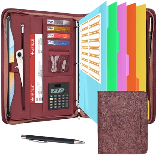 Eshow Portfolio-Organizer – 3-Ringbuch mit Reißverschluss, veganes Leder, Business-Padfolio-Mappe mit Notizblock, inklusive 5 farbigen Schutzfolien für Dokumente, Akten für Männer und Frauen Eshow Portfolio-Organizer – 3-Ringbuch mit Reißverschluss, veganes Leder, Business-Padfolio-Mappe mit Notizblock, inklusive 5 farbigen Schutzfolien für Dokumente, Akten für Männer und Frauen von Eshow