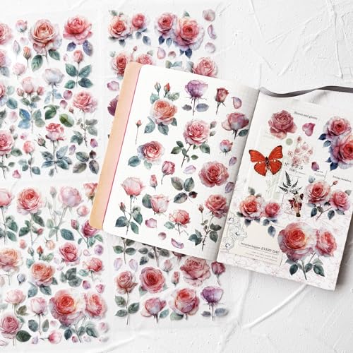 Aquarell-Rosen-Aufkleber für Scrapbooking, selbstklebende Blumenaufkleber, Tagebuch, Verzierung, Zubehör für Kunst, Handwerk, Dekorationen Aquarell-Rosen-Aufkleber für Scrapbooking, selbstklebende Blumenaufkleber, Tagebuch, Verzierung, Zubehör für Kunst, Handwerk, Dekorationen von Esland