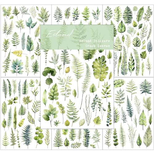 Esland Greenery Leaves Planer-Aufkleber, selbstklebend, ästhetische Pflanzenaufkleber für Kalender, Scrapbooking, Verzierung, DIY, Kunst, Handwerk, Journaling-Zubehör für Planer und Naturliebhaber Esland Greenery Leaves Planer-Aufkleber, selbstklebend, ästhetische Pflanzenaufkleber für Kalender, Scrapbooking, Verzierung, DIY, Kunst, Handwerk, Journaling-Zubehör für Planer und Naturliebhaber von Esland