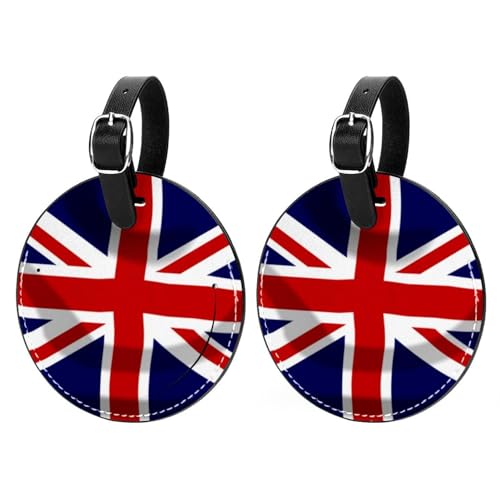 2 Stück Gepäckanhänger, Union Jack Britain British Jack Privacy Cover ID Label mit Lederband und Adresskarte für Reisetasche Koffer 2 Stück Gepäckanhänger, Union Jack Britain British Jack Privacy Cover ID Label mit Lederband und Adresskarte für Reisetasche Koffer von Eslifey