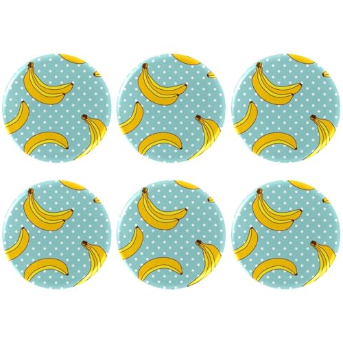 Eslifey 6 Stück 5,6 cm Knopfabzeichen mit Anstecknadel, Bananen-Punkt-Muster, runde Bastelknöpfe für Bastelbedarf, DIY-Abzeichen, Anstecknadeln, Schulprojekte von Eslifey