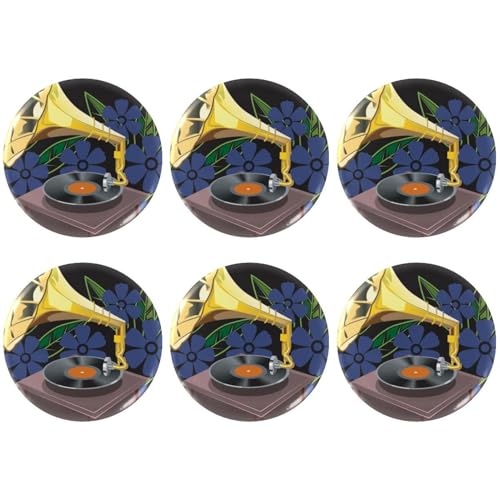Eslifey 6 Stück 5,6 cm Knopfabzeichen mit Anstecknadel, Grammophonblume, runde Bastelknöpfe für Bastelbedarf, DIY-Abzeichen, Anstecknadeln, Schulprojekte von Eslifey