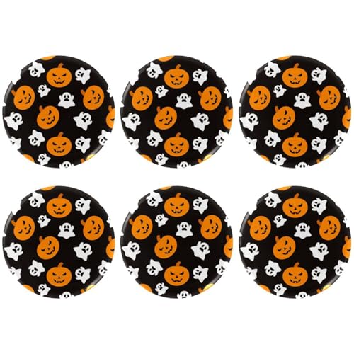 Eslifey 6 Stück 5,6 cm Knopfabzeichen mit Anstecknadel, Halloween lustiger Kürbis Geist runde Bastelknöpfe für Bastelbedarf, DIY-Abzeichen, Anstecknadeln, Schulprojekte von Eslifey