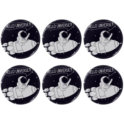 Eslifey 6 Stück 5,6 cm Knopfabzeichen mit Anstecknadel, Hello Universe Sternenhimmel, runde Bastelknöpfe für Bastelbedarf, DIY-Abzeichen, Anstecknadeln, Schulprojekte von Eslifey
