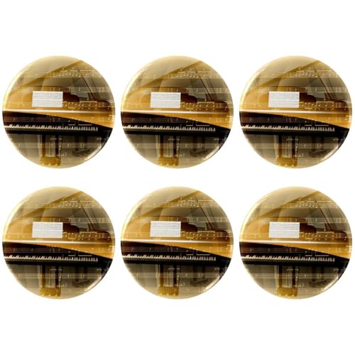Eslifey 6 Stück 5,6 cm Knopfabzeichen mit Anstecknadel, Klaviermusik, runde Bastelknöpfe für Bastelbedarf, DIY-Abzeichen, Anstecknadeln, Schulprojekte von Eslifey