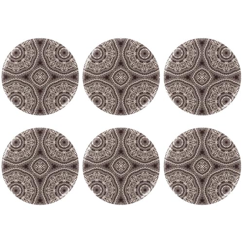 Eslifey 6 Stück 5,6 cm Knopfabzeichen mit Anstecknadel, Mandala-braun, psychedelisches Henna, runde Bastelknöpfe für Bastelbedarf, DIY-Abzeichen, Anstecknadeln, Schulprojekte von Eslifey