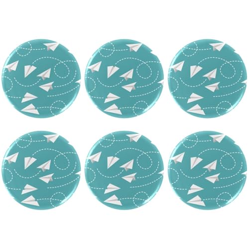 Eslifey 6 Stück 5,6 cm Knopfabzeichen mit Anstecknadel, Papierflugzeugmuster, runde Bastelknöpfe für Bastelbedarf, DIY-Abzeichen, Anstecknadeln, Schulprojekte von Eslifey