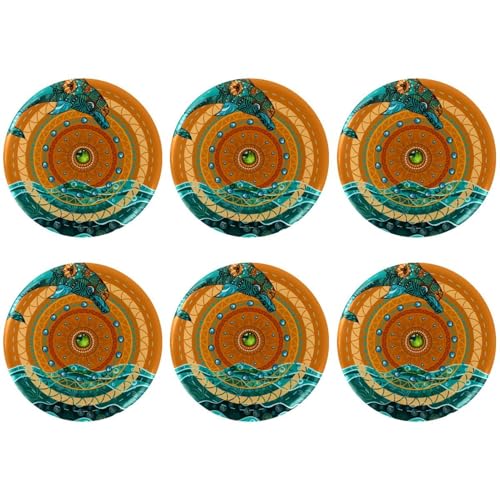 Eslifey 6 Stück 5,6 cm Knopfabzeichen mit Anstecknadel, Retro, ethnische Mandala-Delfine, runde Bastelknöpfe für Bastelbedarf, DIY-Abzeichen, Anstecknadeln, Schulprojekte von Eslifey