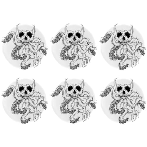 Eslifey 6 Stück 5,6 cm Knopfabzeichen mit Anstecknadel, Totenkopf-weiße Knochen, runde Bastelknöpfe für Bastelbedarf, DIY-Abzeichen, Anstecknadeln, Schulprojekte von Eslifey
