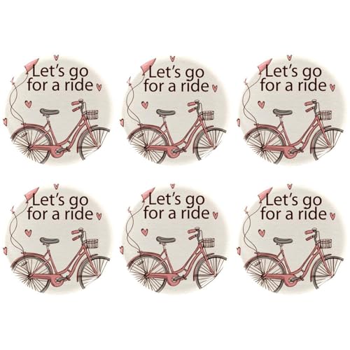 Eslifey 6 Stück 5,6 cm Knopfabzeichen mit Anstecknadel, Vintage Let's Go for a Ride Fahrrad, runde Bastelknöpfe für Bastelbedarf, DIY-Abzeichen, Anstecknadeln, Schulprojekte von Eslifey