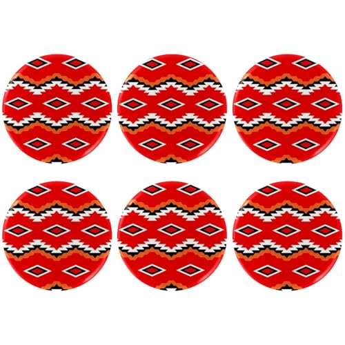 Eslifey 6 Stück 5,6 cm Knopfabzeichen mit Anstecknadel, geometrische rote runde Bastelknöpfe für Bastelbedarf, DIY-Abzeichen, Anstecknadeln, Schulprojekte von Eslifey