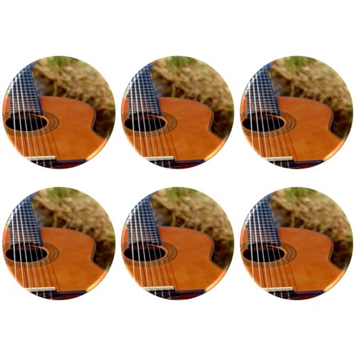Eslifey 6 Stück 5,6 cm Knopfabzeichen mit Nadel, Gitarrensaiteninstrument, runde Bastelknöpfe für Bastelbedarf, DIY-Abzeichen, Anstecknadeln, Schulprojekte von Eslifey