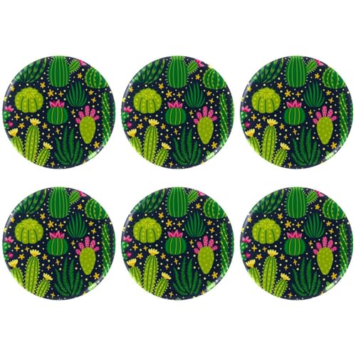 Eslifey 6 Stück 5,6 cm große Knöpfe mit Anstecknadel, Cartoon-Kaktus-Blumenmuster, runde Bastelknöpfe für Bastelbedarf, DIY-Abzeichen, Anstecknadeln, Schulprojekte von Eslifey