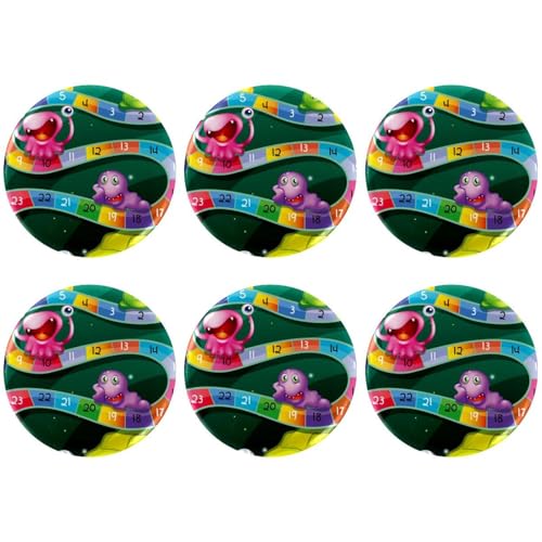 Eslifey 6 Stück 5,6 cm große Knöpfe mit Anstecknadel, Cartoon-Spielbrett, lustige Monster, runde Bastelknöpfe für Bastelbedarf, DIY-Abzeichen, Anstecknadeln, Schulprojekte von Eslifey