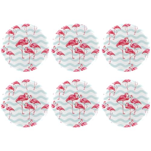 Eslifey 6 Stück 5,6 cm große Knöpfe mit Anstecknadel, Flamingo-Muster, hellblau, Chevron-Streifen, runde Bastelknöpfe für Bastelbedarf, DIY-Abzeichen, Anstecknadeln, Schulprojekte von Eslifey