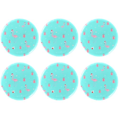 Eslifey 6 Stück 5,6 cm große Knöpfe mit Anstecknadel, Flamingo-Rosa, Geschenk, blau, runde Bastelknöpfe für Bastelbedarf, DIY-Abzeichen, Anstecknadeln, Schulprojekte von Eslifey