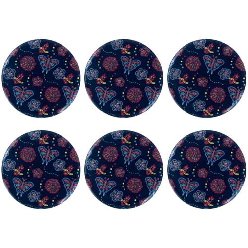 Eslifey 6 Stück 5,6 cm große Knöpfe mit Anstecknadel, Frühlingsrote Blumen, Schmetterlinge, Marineblau, runde Bastelknöpfe für Bastelbedarf, DIY-Abzeichen, Anstecknadeln, Schulprojekte von Eslifey