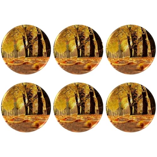 Eslifey 6 Stück 5,6 cm große Knöpfe mit Anstecknadel, Naturlandschaft, Herbst, runde Bastelknöpfe für Bastelbedarf, DIY-Abzeichen, Anstecknadeln, Schulprojekte von Eslifey