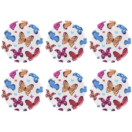 Eslifey 6 Stück 5,6 cm große Knöpfe mit Anstecknadel, Schmetterlinge, bunt, rund, Bastelbedarf, Bastelbedarf, DIY-Abzeichen, Anstecknadeln, Schulprojekte von Eslifey