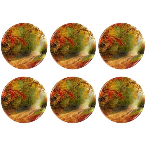 Eslifey 6 Stück 5,6 cm große Knöpfe mit Anstecknadel, Waldsaison, Herbstlandschaft, runde Bastelknöpfe für Bastelbedarf, DIY-Abzeichen, Anstecknadeln, Schulprojekte von Eslifey