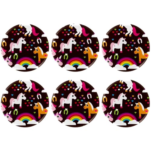 Eslifey 6 Stück 5,6 cm große Knöpfe mit Anstecknadel, buntes Regenbogen-Einhorn-Muster, runde Bastelknöpfe für Bastelbedarf, DIY-Abzeichen, Anstecknadeln, Schulprojekte von Eslifey