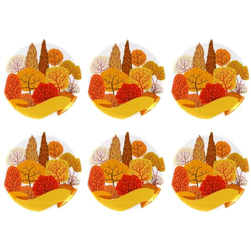 Eslifey 6 Stück 5,6 cm große Knöpfe mit Anstecknadel, gelber Herbstbaum, runde Bastelknöpfe für Bastelbedarf, DIY-Abzeichen, Anstecknadeln, Schulprojekte von Eslifey
