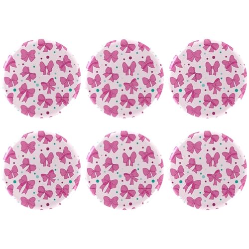 Eslifey 6 Stück 5,6 cm große Knöpfe mit Anstecknadel, rosa Schleifen, Muster, Mädchen, romantisch, rund, Bastelbedarf, DIY-Abzeichen, Anstecknadeln, Schulprojekte von Eslifey
