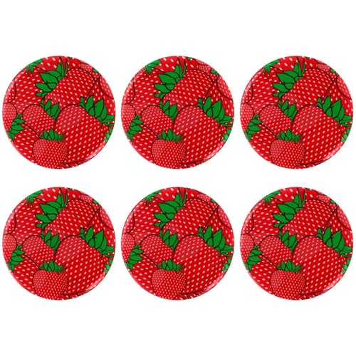 Eslifey 6 Stück 5,6 cm große Knöpfe mit Anstecknadel, rotes Erdbeermuster, runde Bastelknöpfe für Bastelbedarf, DIY-Abzeichen, Anstecknadeln, Schulprojekte von Eslifey