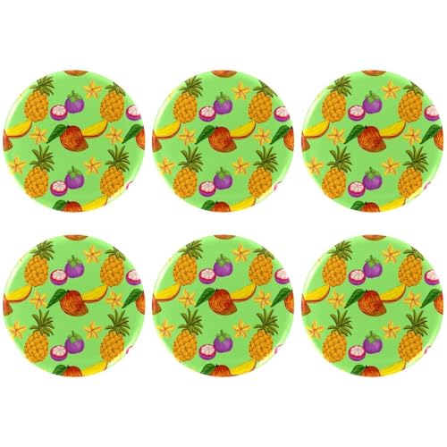 Eslifey 6 Stück 5,6 cm große Knöpfe mit Anstecknadel, tropische Ananas, Mango, Mangostan, runde Bastelknöpfe für Bastelbedarf, DIY-Abzeichen, Anstecknadeln, Schulprojekte von Eslifey