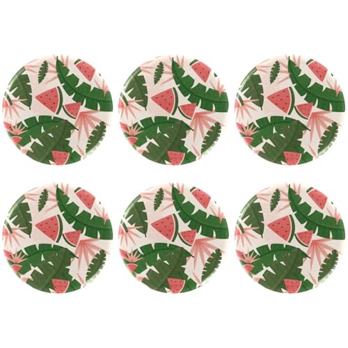 Eslifey 6 Stück 5,6 cm große Knöpfe mit Anstecknadel, tropische Blätter, rote Wassermelone, runde Bastelknöpfe für Bastelbedarf, DIY-Abzeichen, Anstecknadeln, Schulprojekte von Eslifey