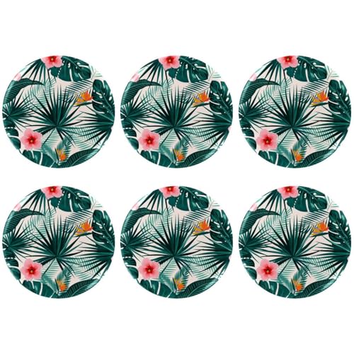 Eslifey 6 Stück 5,6 cm große Knöpfe mit Anstecknadel, tropische Blumen, grüne Blätter, Palme, runde Bastelknöpfe für Bastelbedarf, DIY-Abzeichen, Anstecknadeln, Schulprojekte von Eslifey