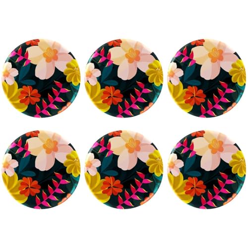Eslifey 6 Stück 5,6 cm große Knöpfe mit Anstecknadel, tropische grüne Blumen, runde Bastelknöpfe für Bastelbedarf, DIY-Abzeichen, Anstecknadeln, Schulprojekte von Eslifey