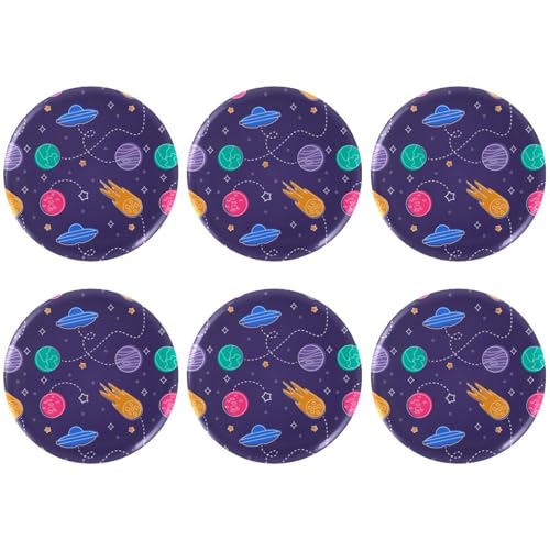 Eslifey 6 Stück 5,6 cm große Knopfabzeichen mit Anstecknadel, Cartoon-Kinder spielen UFO-Planeten, runde Bastelknöpfe für Bastelbedarf, DIY-Abzeichen, Anstecknadeln, Schulprojekte von Eslifey