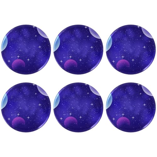 Eslifey 6 Stück 5,6 cm große Knopfabzeichen mit Anstecknadel, Galaxie lila Sternenhimmel, runde Bastelknöpfe für Bastelbedarf, DIY-Abzeichen, Anstecknadeln, Schulprojekte von Eslifey