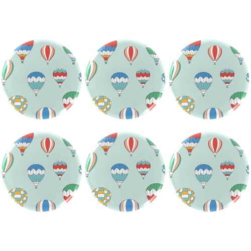 Eslifey 6 Stück 5,6 cm große Knopfabzeichen mit Anstecknadel, Heißluftballon-Muster, bunte runde Bastelknöpfe für Bastelbedarf, DIY-Abzeichen, Anstecknadeln, Schulprojekte von Eslifey