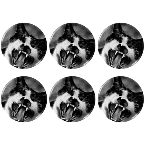 Eslifey 6 Stück 5,6 cm große Knopfabzeichen mit Anstecknadel, Katze, grau, runde Bastelknöpfe für Bastelbedarf, DIY-Abzeichen, Anstecknadeln, Schulprojekte von Eslifey