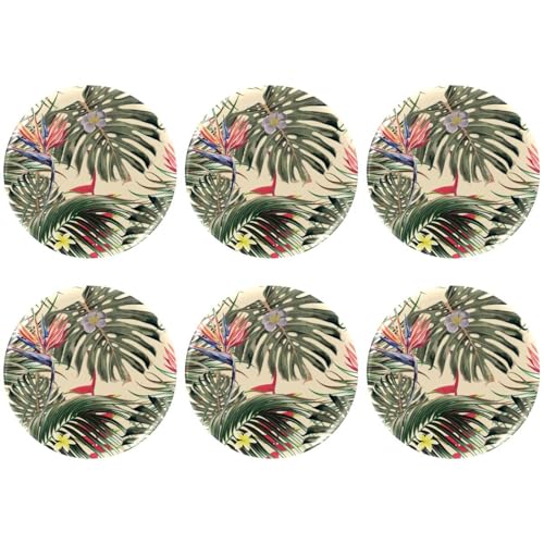 Eslifey 6 Stück 5,6 cm große Knopfabzeichen mit Anstecknadel, Vintage-Stil, tropische Palme, Blumenpflanze, runde Bastelknöpfe für Bastelbedarf, DIY-Abzeichen, Anstecknadeln, Schulprojekte von Eslifey