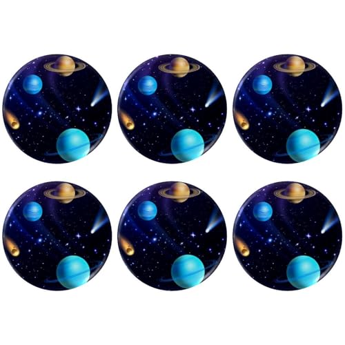 Eslifey 6 Stück 5,6 cm große Knopfabzeichen mit Anstecknadel, Weltraum-Galaxie, Universum, Planeten, runde Bastelknöpfe für Bastelbedarf, DIY-Abzeichen, Anstecknadeln, Schulprojekte von Eslifey