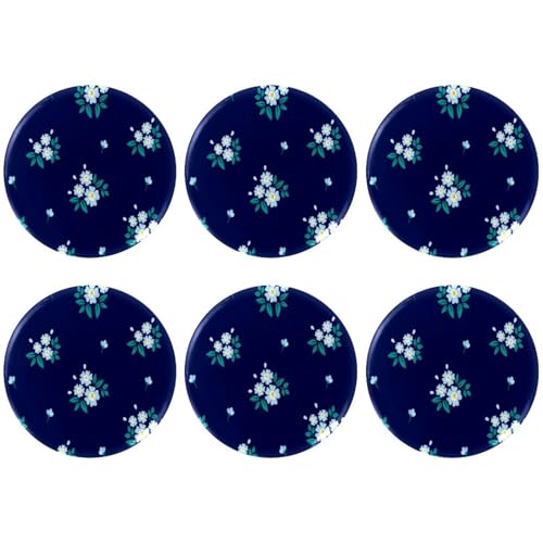 Eslifey 6 Stück 5,6 cm große Knopfabzeichen mit Anstecknadel, hellblauer floraler königsblauer Hintergrund, runde Bastelknöpfe für Bastelbedarf, DIY-Abzeichen, Anstecknadeln, Schulprojekte von Eslifey