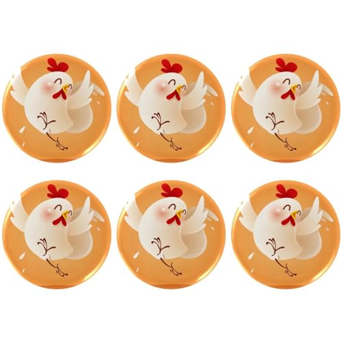 Eslifey 6 Stück 5,6 cm große Knopfabzeichen mit Anstecknadel, lustige Tier-Huhn-fliegende runde Bastelknöpfe für Bastelbedarf, DIY-Abzeichen, Anstecknadeln, Schulprojekte von Eslifey