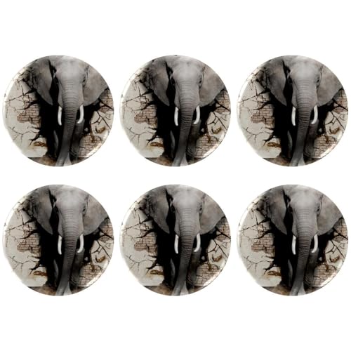 Eslifey 6 Stück 5,6 cm große Knopfabzeichen mit Anstecknadel, lustiger Elefant, zum Brechen der Wand, runde Bastelknöpfe für Bastelbedarf, DIY-Abzeichen, Anstecknadeln, Schulprojekte von Eslifey