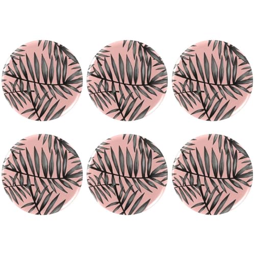 Eslifey 6 Stück 5,6 cm große Knopfabzeichen mit Nadel, rosa Palme, runde Bastelknöpfe für Bastelbedarf, DIY-Abzeichen, Anstecknadeln, Schulprojekte von Eslifey