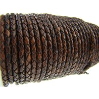 esnado Lederband geflochten, Ø 3 mm - Antik Braun von Esnado
