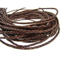 esnado Lederband geflochten, Ø 4 mm - Antik Dunkelbraun von Esnado