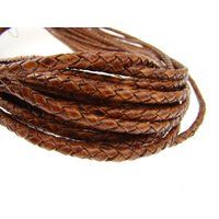 esnado Lederband geflochten, Ø 4 mm - Antik Hellbraun von Esnado